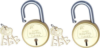 DOCOSS Set O 2-Brass 7 Levers 3 Keys Nau-tal 65 mm Koyo Door Shutter Lock Quality & Hardened Padlock(Gold) Flipkart