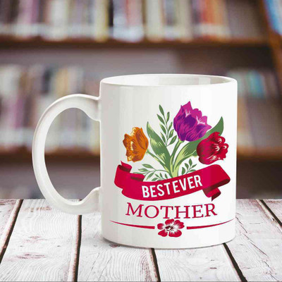 

Huppme Best Ever Mother White 350 ml Ceramic Mug(350 ml)