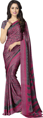 

Saara Printed Fashion Crepe Saree(Pink, Grey)