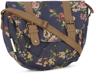 

People Women Casual Blue Canvas Sling Bag