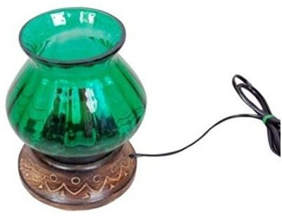 Desi Karigar Wood & Glass Electric chimney Table Lamp(35 cm, Brown) available at flipkart for Rs.399