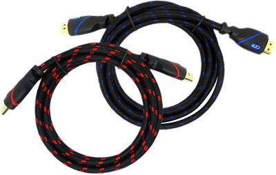 

C&E TV-out Cable 3-Feet HDMI Cable 1.4v Supports Ethernet, 3D and Audio Return Channel Full HD, Mesh, 2-Pack(Multicolor, For Xbox, 0.9144 m)