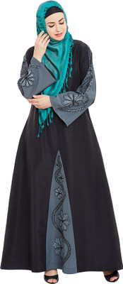 Momin Libas Polyester Solid Burqa(Black)