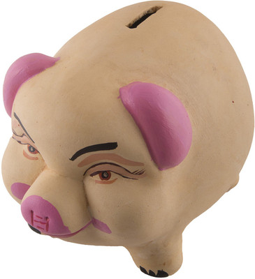 

Shabana Art Potteries Handmade Terracotta\Clay Piggy Bank Coin Bank(Multicolor)