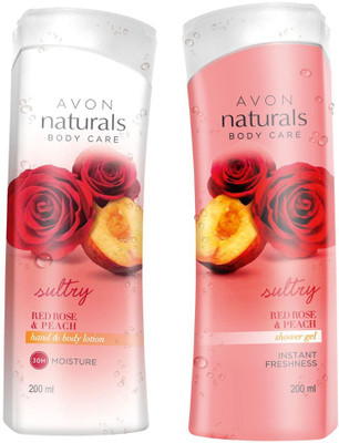 

Avon Anew Naturals Red Rose & Peach Body Lotion & Shower Gel (combo set)(Set of 2)