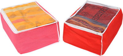 KUBER INDUSTRIES Designer Non woven Saree cover Bag Set of 2 Pcs /Wardrobe Organiser/Regular Clothes Bag Front Window Multi SKI19351(Multicolor)