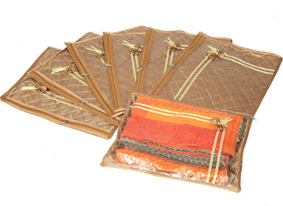 

Kuber Industries Designer Saree cover in Golden satin, Garment Organiser, Wedding Collection Gift 6 Pcs combo SKI19335(Multicolor)