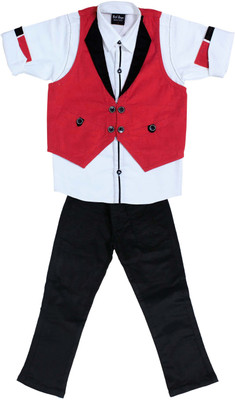 

Bad Boys Boys Festive & Party Shirt, Waistcoat and Pant Set(Multicolor Pack of 3, Red