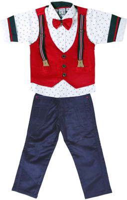 

Bad Boys Boys Festive & Party Shirt, Waistcoat and Pant Set(Multicolor Pack of 3, Red