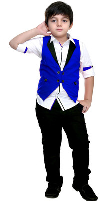 

Bad Boys Boys Festive & Party Shirt, Waistcoat and Pant Set(Multicolor Pack of 3, Blue