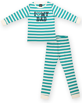 

Ventra Kids Nightwear Girls Striped Cotton(Green Pack of 1