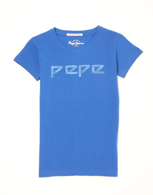 Pepe Jeans Girls Graphic Print Cotton T Shirt(Blue, Pack of 1) available at flipkart for Rs.250