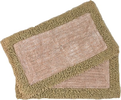 Modern Homes Cotton Bathroom Mat(Camel, Large, Pack of 2)