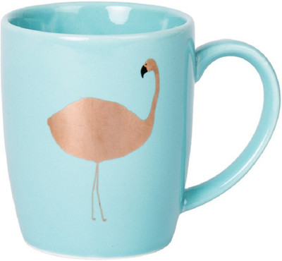 

Chumbak Flamingo In Gold Ceramic Mug(300 ml), Blue