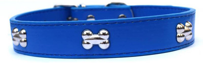 

Sollar's Blue Bone Leather  Dog Everyday Collar(, Blue