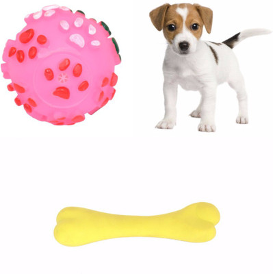 

SRI High Quality Natural Rubber Colorfull Bones With Ball Toy For Puppy - Small Rubber Squeaky Toy For Dog