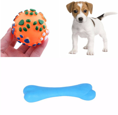 

SRI High Quality Natural Rubber Colorfull Bones With Ball Toy For Puppy - Small Rubber Squeaky Toy For Dog