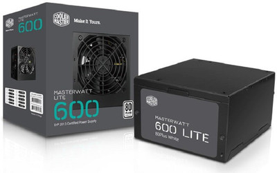 

Cooler Master MasterWatt Lite 600W 230V UK Retail(MPX-6001-ACABW-UK) 600 Watts PSU(Black)