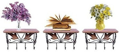 

Desi Karigar Wooden, Iron Wall Shelf(Number of Shelves - 3)