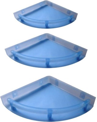 

Blue Barrel Unbreakable Bathroom Corner Shelves Set of 3 Plastic Wall Shelf(Number of Shelves - 3, Blue)