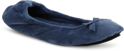 

Dearfoams Plush Velour Stretch Ballerina with Memory Foam Bellies For Women(Blue