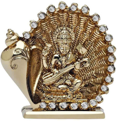 

Kulin Goddess Saraswati Idol For Car Dashboard | Home Decor | Gifting Decorative Showpiece - 6.2 cm(Alloy, Gold)