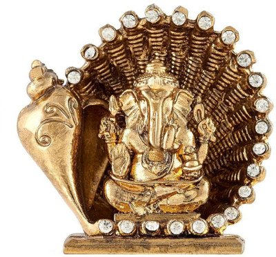 

Kulin God Ganesh | Ganpati | Lord Ganesha Idol | Statue For Car Dashboard | Home Decor | Gifting Decorative Showpiece - 6.2 cm(Alloy, Gold)