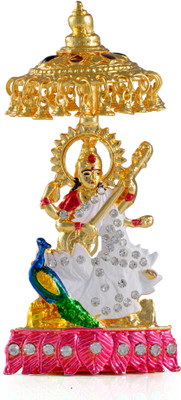 

Kulin Goddess Saraswati Idol For Car Dashboard | Home Decor | Gifting Decorative Showpiece - 10 cm(Alloy, Multicolor)