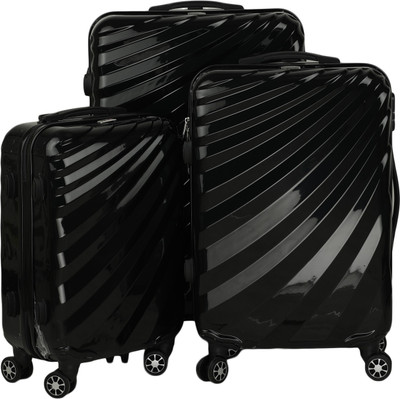 

FLYwith me 4 wheels Set of 3 Black ( 1 Cabin and 2 Check-in Luggage -  inch(Black