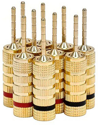 

Monoprice TV-out Cable 5 PAIRS OF High-Quality Gold Plated Speaker Pin Plugs, Pin Screw Type(Gold, For Home Theater)