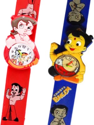 Fashion Gateway Red and Nevy Blue Strap Chota Bheem Analog watch for Kids (pack of 2) Multicolor Analog Watch  - For Boys & Girls   Watches  (Fashion Gateway)