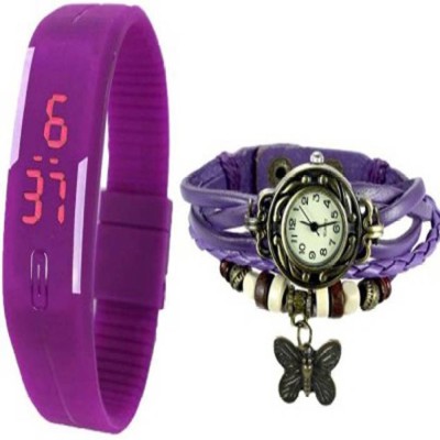 Rokcy Butterfly Dori & Led Rubber Pack of 2 Analog-Digital Watch - For Couple Analog-Digital Watch  - For Girls   Watches  (Rokcy)