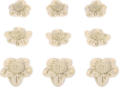 

Vardhman Jute flower, hand made, pack of 9 flowers, used in suits, dresses, decorations, furnishings, art & craft,