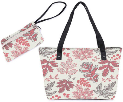 

Snoogg Pack Of 2 Maroon Leaves Combo Tote Shopping Grocery Bag With Coin Pencil Purse Shoulder Bag(Multicolor, 5 L)