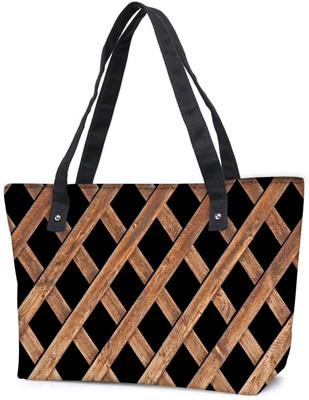 

Snoogg Pack Of 2 Wood Cage Combo Tote Shopping Grocery Bag With Coin Pencil Purse Shoulder Bag(Multicolor, 15 L)