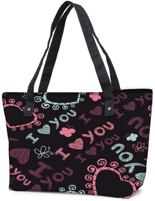 

Snoogg Pack Of 2 I Love You Black Pattern Combo Tote Shopping Grocery Bag With Coin Pencil Purse Shoulder Bag(Multicolor, 15 L)