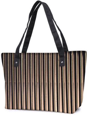

Snoogg Pack Of 2 Black And Cream Strips Combo Tote Shopping Grocery Bag With Coin Pencil Purse Shoulder Bag(Multicolor, 5 L)