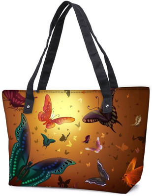

Snoogg Pack Of 2 Butterfly Pattern 2453 Combo Tote Shopping Grocery Bag With Coin Pencil Purse Shoulder Bag(Multicolor, 5 L)