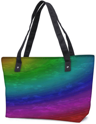 

Snoogg Pack Of 2 Wave Rainbow 2403 Combo Tote Shopping Grocery Bag With Coin Pencil Purse Shoulder Bag(Multicolor, 15 L)