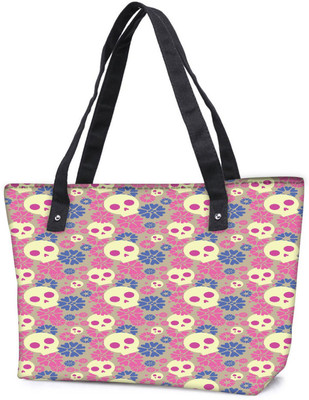 

Snoogg Pack Of 2 Skull Flower Pattern Combo Tote Shopping Grocery Bag With Coin Pencil Purse Shoulder Bag(Multicolor, 5 L)