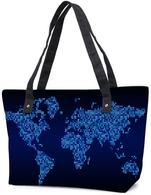 

Snoogg Pack Of 2 Light Blue Map Combo Tote Shopping Grocery Bag With Coin Pencil Purse Shoulder Bag(Multicolor, 5 L)