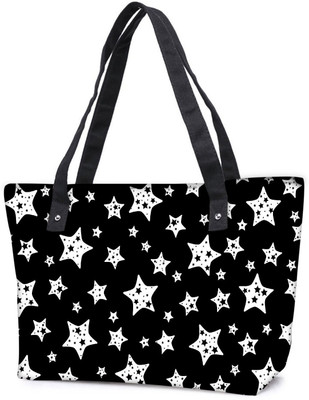 

Snoogg Pack Of 2 Black And White Stars Combo Tote Shopping Grocery Bag With Coin Pencil Purse Shoulder Bag(Multicolor, 5 L)
