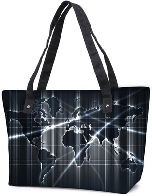 

Snoogg Pack Of 2 Black Map Combo Tote Shopping Grocery Bag With Coin Pencil Purse Shoulder Bag(Multicolor, 5 L)