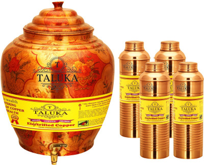 

TALUKA Handmade Water Pot Dispenser Matka Water Tank Water Lining Bisleri Design Bottle - 19.2 L Copper Grocery Container(Pack of 5, Brown)