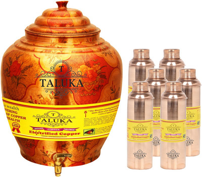 

TALUKA Handmade Water Pot Dispenser Matka Water Tank Water Bisleri Design Bottle - 20.8 L Copper Grocery Container(Pack of 7, Brown)