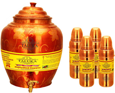 

TALUKA Handmade Water Pot Dispenser Matka Water Tank Water Copper Bottle - 19.2 L Copper Grocery Container(Pack of 5, Brown)