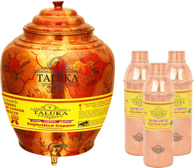 

TALUKA Handmade Water Pot Dispenser Matka Water Tank Water Copper Bottle - 18.4 L Copper Grocery Container(Pack of 4, Brown)