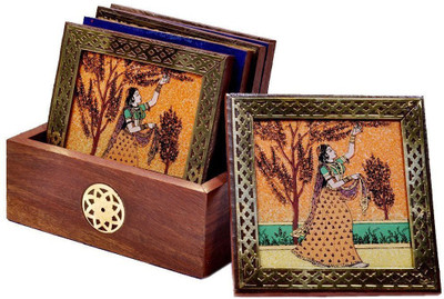 

GREENTOUCH 6 Compartments WOOD TEA COASTER(Multicolor)