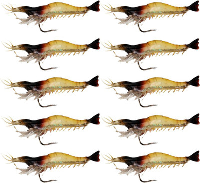 

Hunting Hobby Fishing Live Silicone Rubber Shrimp, Fishing Prawn Lure With High Rigged Stainless Steel Hook, Bait, Soft Bait Fishing Lure(Pack of 10 Size 9)