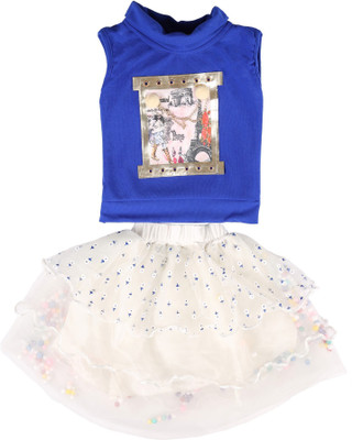 

Arshia Fashions Girls Casual Top Skirt(Blue, Blue;white